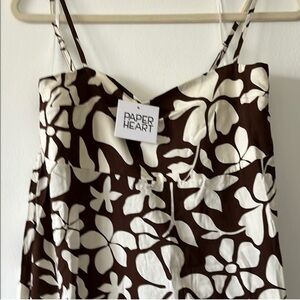 Floral Brown and White Dress